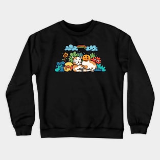 Sleeping cat with doodle art Crewneck Sweatshirt